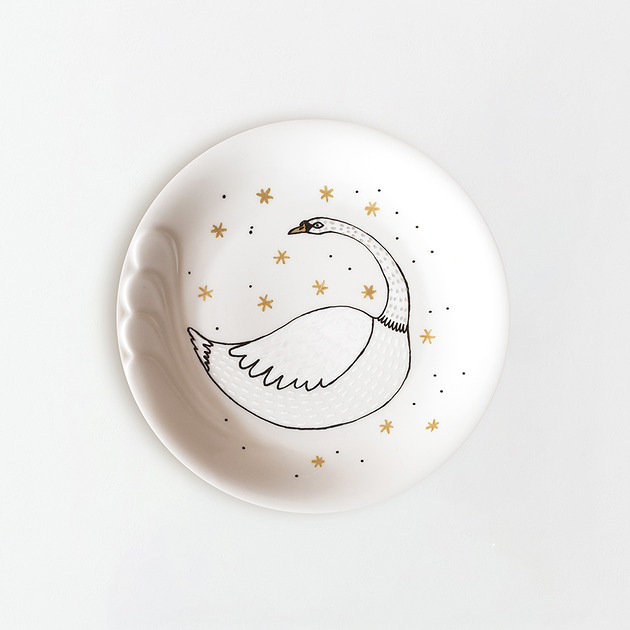 Ozdoby na ścianę Talerz na ścianę - łabędź