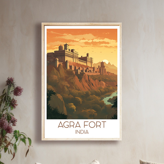 plakaty Indie - Czerwony Fort w Agrze - Plakat, pamiątka dla podróżnika