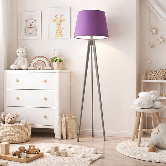 lampy do pokoju dziecka Drewniana lampa stojąca na trójnogu CURACAO KIDS do pokoju dziecięcego