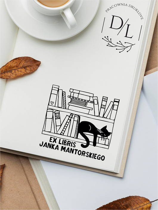 Stempel ex libris personalizowany Kot 3 DrukLove