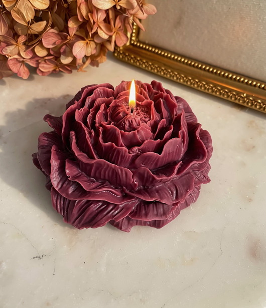 świeczniki i świece Świeca sojowa ekologiczna dekoracyjna piwonia peonia 100x40mm (duża)