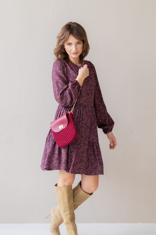 torby na ramię Mini Elegant Bag - bordo ze złotym łańcuszkiem