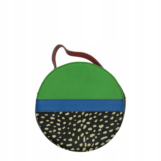 torby na ramię Torebka listonoszka skórzana okrągła skóra naturalna elegancka eko OLIVKA