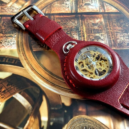 zegarki męskie DC 039 - Silver Dragon - Sweet Red - zegarek mechaniczny