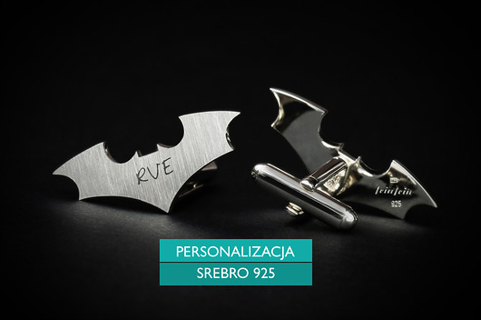 Personalizowane srebrne spinki NIETOPERZ II FeinFein