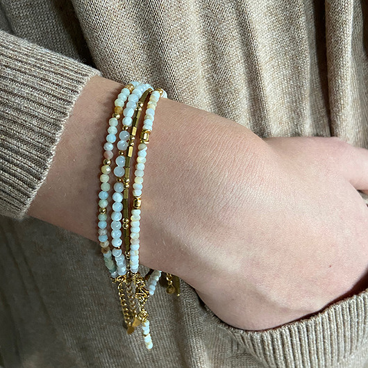 bransoletki z kamieni naturalnych Bransoletki z masy perłowej , biały komplet