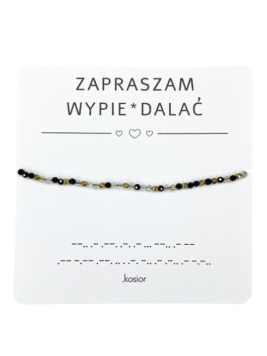 bransoletki na sznurku Bransoletka z alfabetem Morse Cytryn, Agat, Hematyt