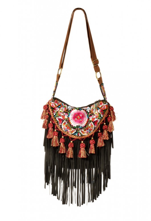 Torba BOHO na ramię z frędzlami  Indian Flower Bright Boho old