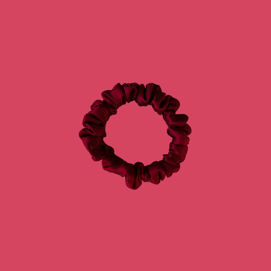 gumki do włosów Gumka jedwabna, scrunchie, gumka satynowa burgundowa róża MINI