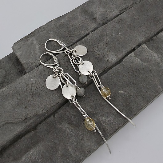 kolczyki z kamieniami Kolczyki Wariacje na temat - cytryn i labradoryt