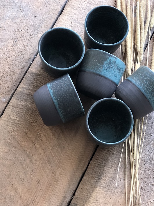 Ceramiczny kubeczek z uszkiem Turquoise 200ml POTPOTSTUDIO