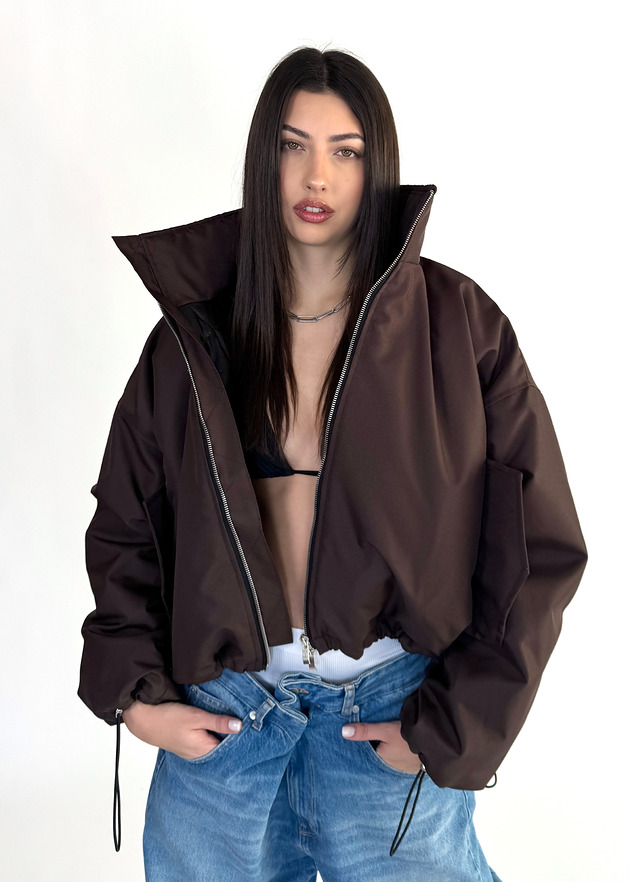 kurtki damskie Krótka kurtka typu bomber praline