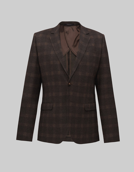 marynarki męskie Marynarka w kratę valmorea brąz slim fit