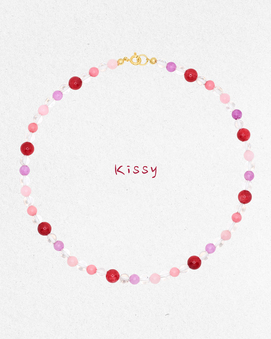 chokery KISSY Naszyjnik RHEI Kamienie Naturalne Chocker Różowy Srebro Pozłacane