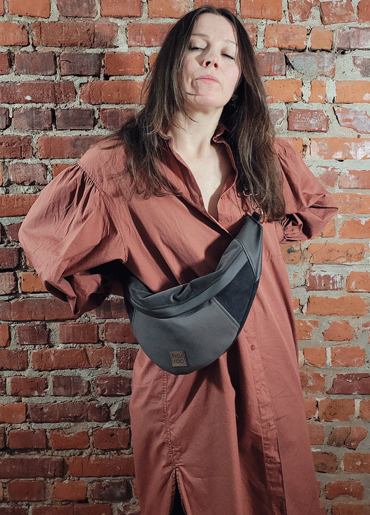 saszetka nerka Nerka "Haru" taupe  ekoskóra mix vegan