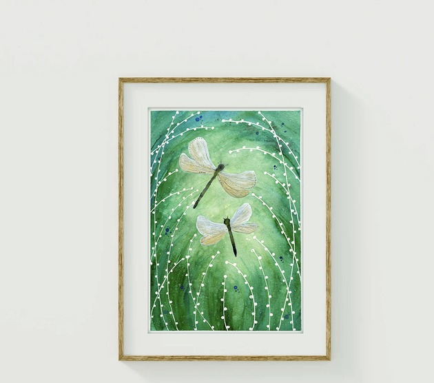 obrazy Oryginalna akwarela. Ważki  A4