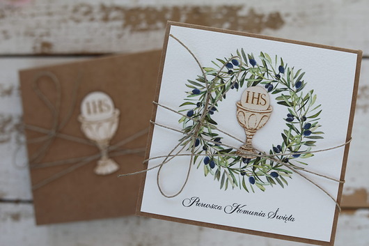 kartki na komunię Kartka na komunię - pamiątka komunii ręcznie robiona Prezent