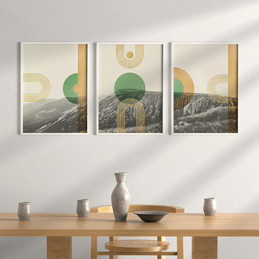 plakaty Plakaty zestaw/tryptyk góry Karkonosze, nowoczesne, w stylu mid-century.