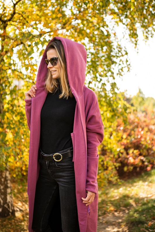 bluza z kapturem damska Płaszczobluza No.2 Liliowy Róż