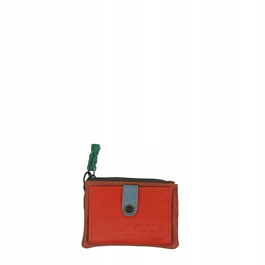 portfele damskie Portfel portfelik mały skórzany miejsce na bilon karty eko OLIVKA