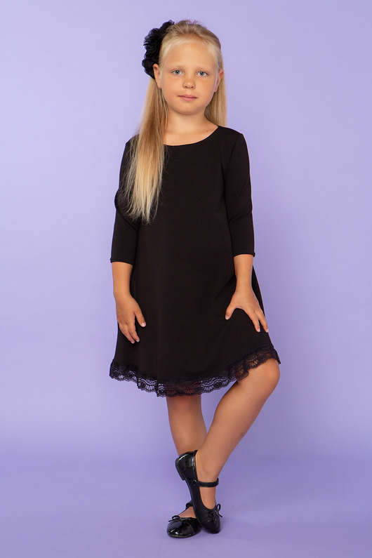 Elegancka sukienka z koronką, TD25_2, czarny TESSITA