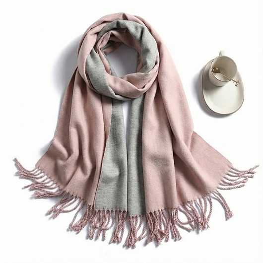 szale damskie SZAL SZALIK kaszmir 100% kaszmirowy pudrowy Różowy