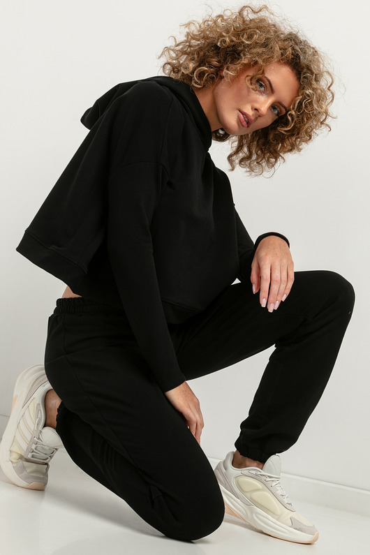 bluza z kapturem damska Luźna bluza z kapturem T380, czarna