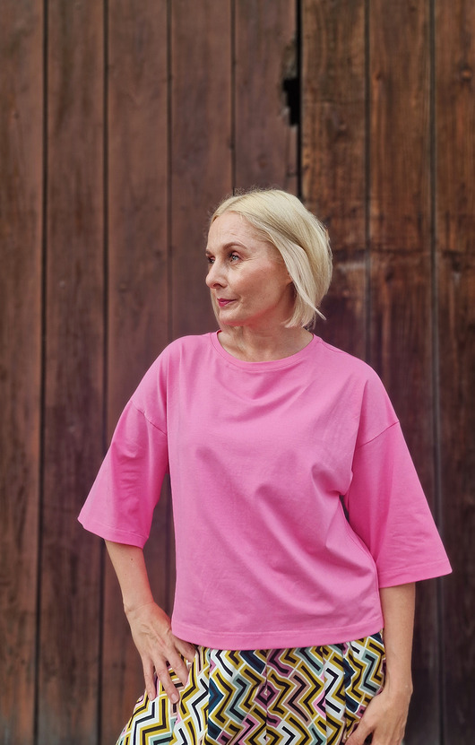 t-shirt damskie Bluzka CUBE - letni róż