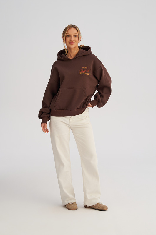 bluza z kapturem damska Bluza z kapturem PUFFA Kakao damska