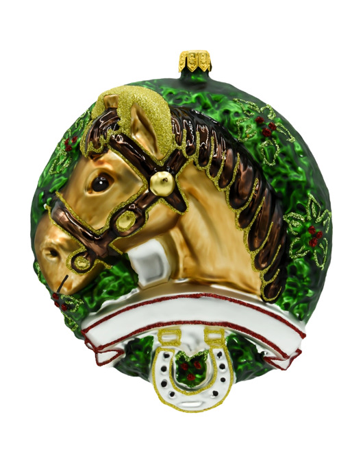 ozdoby choinkowe Bombka choinkowa: Koń w wieńcu: gniady