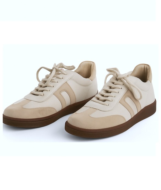 sneakersy damskie Sneakersy skórzane -  ecru  (7194)