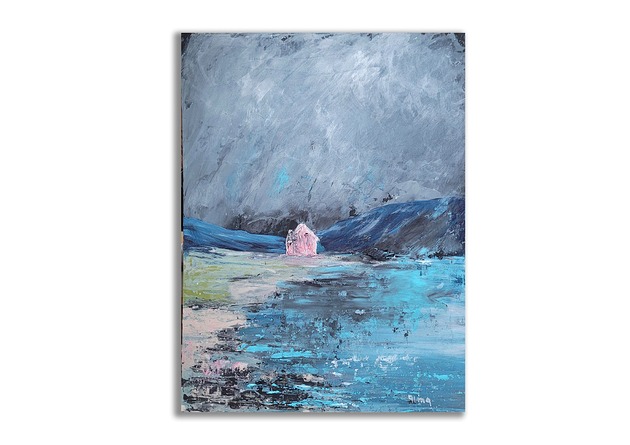 grafiki i ilustracje Ręcznie malowany obraz akrylowy "Pejzaż morski"