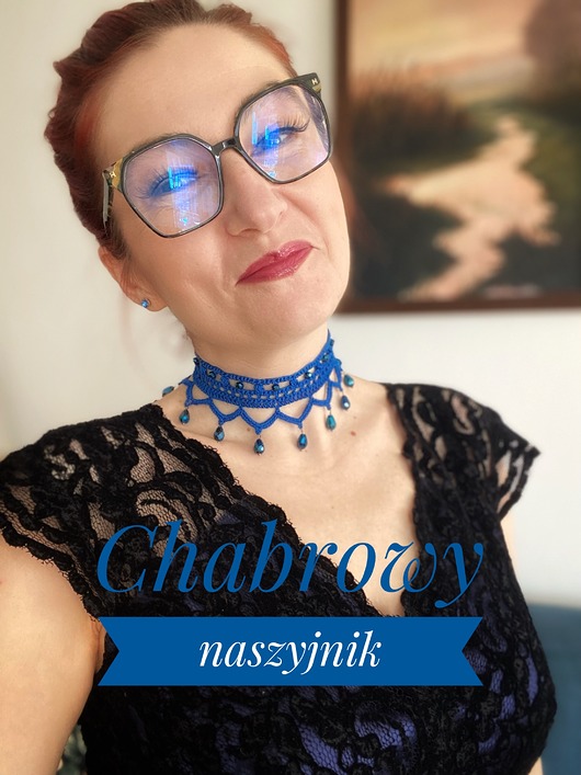 chokery Chabrowy kobaltowy naszyjnik z niebieskimi koraliczkami