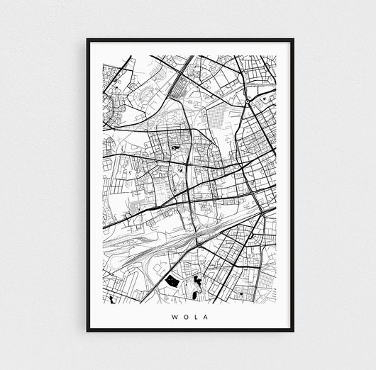 Wola - plakat z planem dzielnicy PLAKATY GEOMETRYCZNE