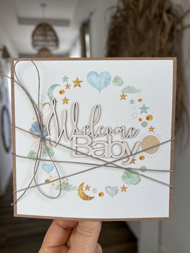 kartki scrapbooking Ręcznie robiona kartka na narodziny dziecka Welcome Baby