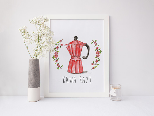 Plakat "Czerwona kawiarka" format A4 Jakie Słodkie