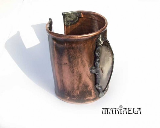 MIEDZIANA BRANSOLETA agat natura MARIAELA