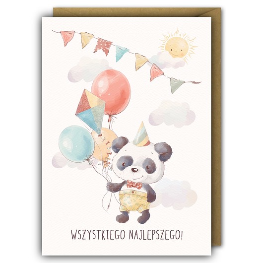 kartki okolicznościowe - wydruki Kartka Urodzinowa, Panda Roczek