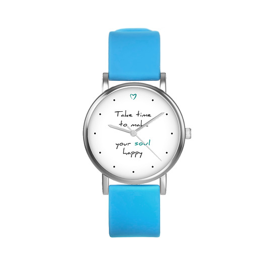 zegarki damskie Zegarek mały - Happy soul - silikonowy, niebieski
