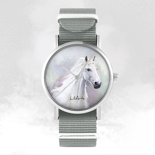 zegarki unisex Zegarek - Biały koń - szary, nylonowy