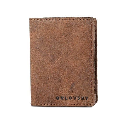 portfele męskie Męski brązowy portfel slimwallet ORLOVSKY W01