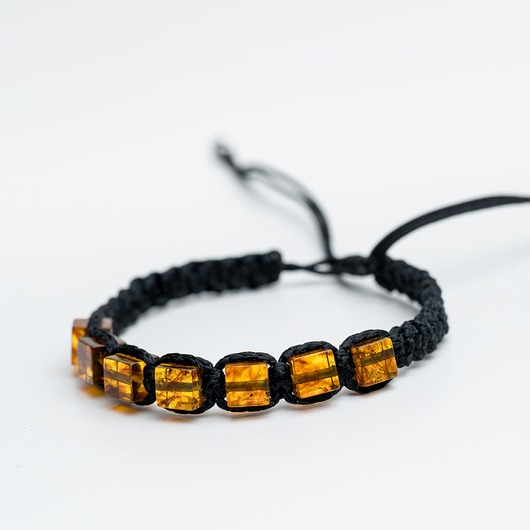 biżuteria męska Bransoletka męska z bursztynu bałtyckiego typu makrama