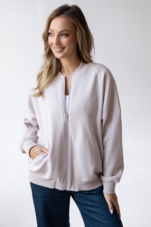 bluza bez kaptura damska Bomberka Sporty Chic Krem / XXL