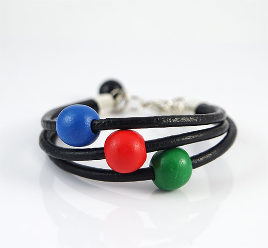 bransoletki skórzane Bransoletka - Drewniane korale - rzemienie