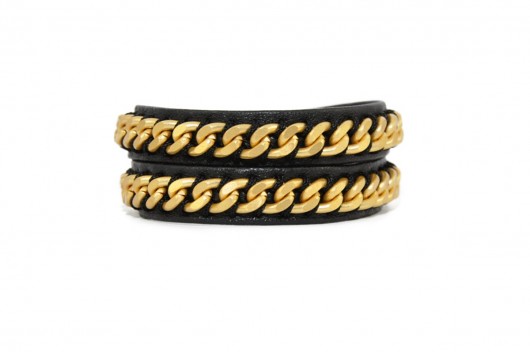 Gold Chain on Black Leather Joccos Design