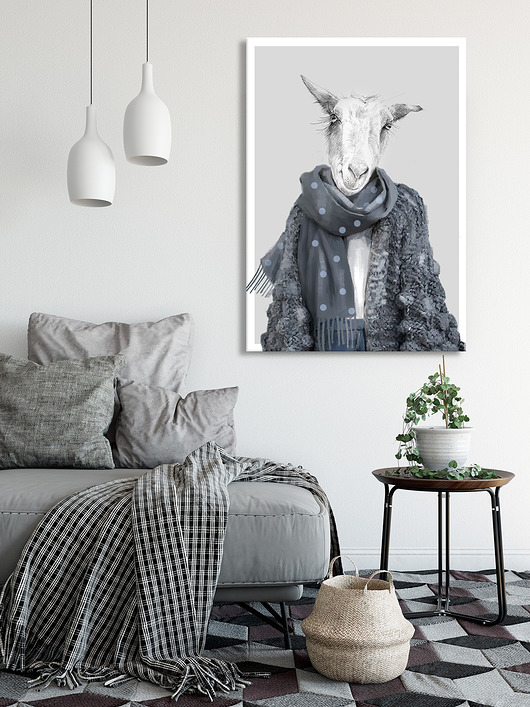 OBRAZ NA PŁÓTNIE - 70x100cm KOZA WANDA NOWdeco