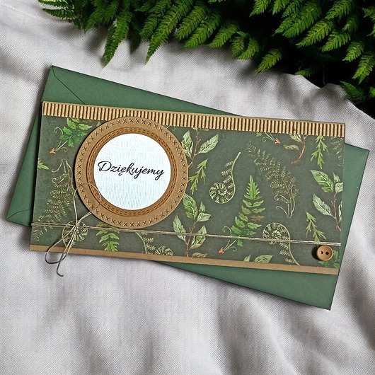 kartki scrapbooking Podziękowanie : dziękujemy : kartka-kopertówka : las