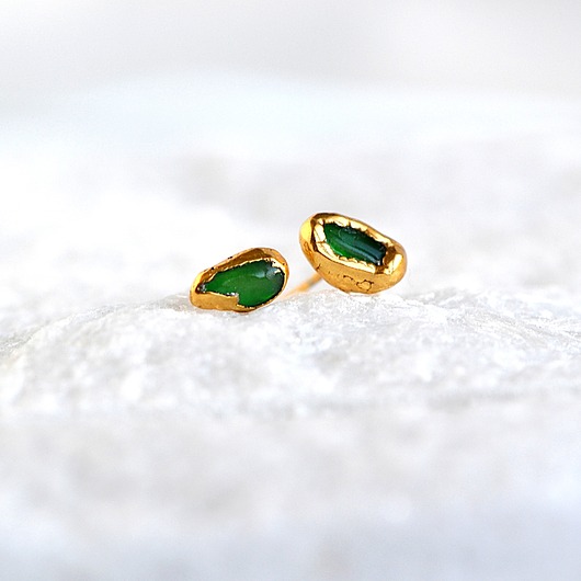 kolczyki pozłacane Kolczyki Sztyfty Opal Zielony