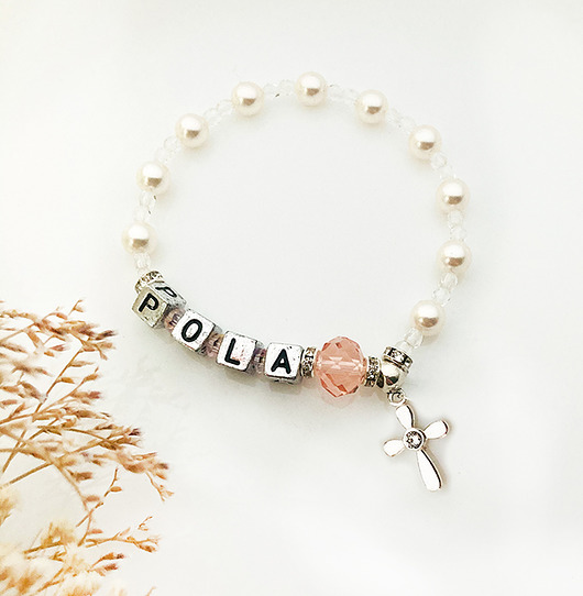Bransoletka z imieniem, Różaniec KOMUNIA Anemon Atelier