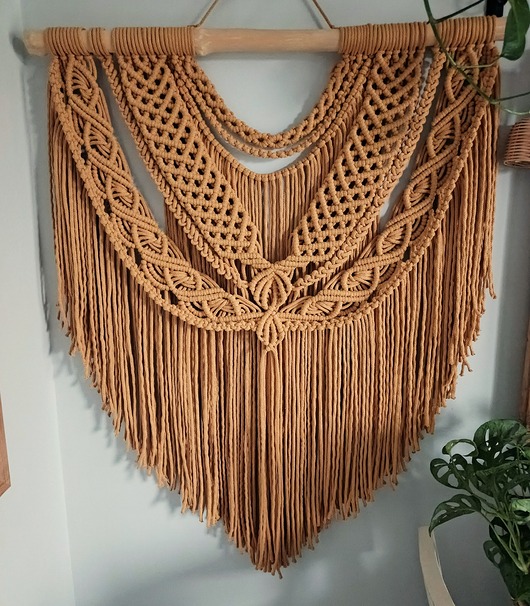 makramy OD RĘKI Makrama Bachata 71 cm musztarda